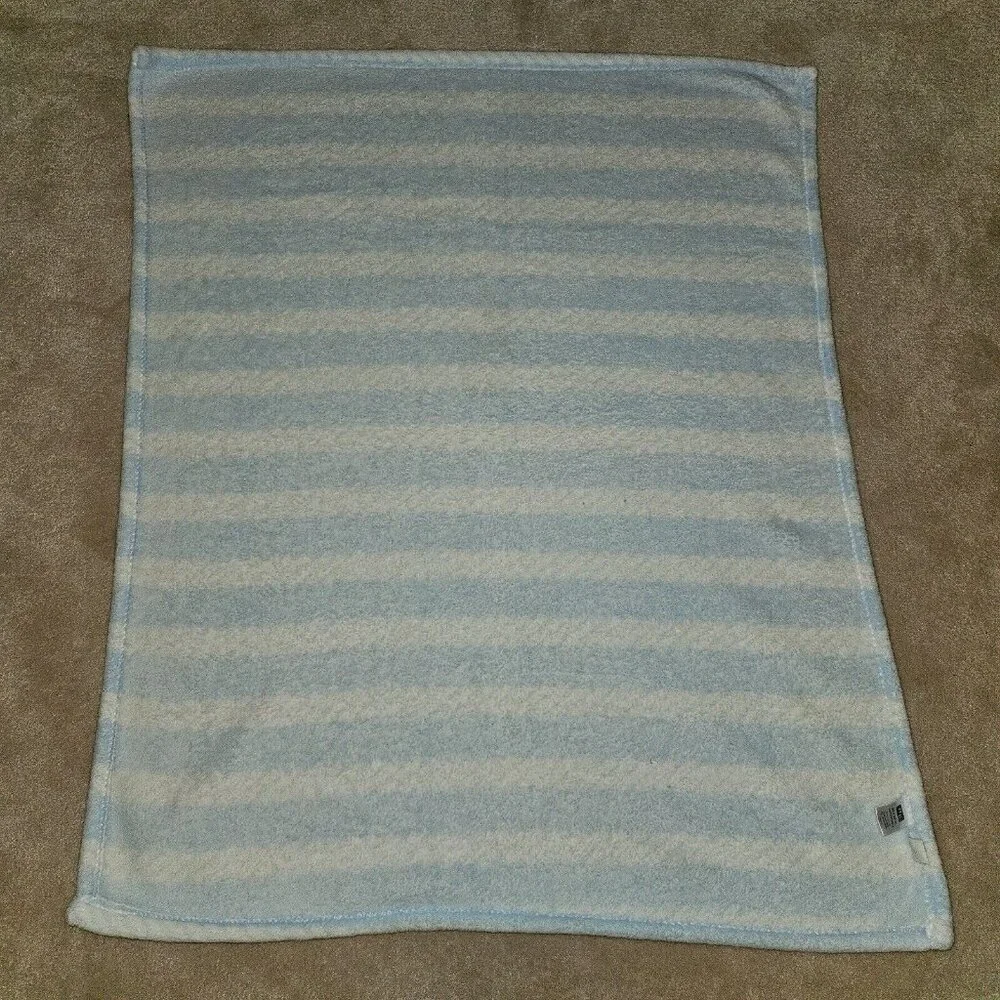 HB Hudson Baby Blue White Stripes Fleece Blanket Lovey 30